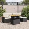Image de Vidaxl Salon De Jardin 6 Pcs Avec Coussins Noir RÃ©sine TressÃ©e Acacia