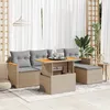 Image de Vidaxl Salon De Jardin 6 Pcs Avec Coussins Beige RÃ©sine TressÃ©e Acacia