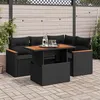 Image de Vidaxl Salon De Jardin 5 Pcs Avec Coussins Noir RÃ©sine TressÃ©e Acacia