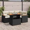 Image de Vidaxl Salon De Jardin 5 Pcs Avec Coussins Noir RÃ©sine TressÃ©e Acacia
