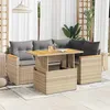 Image de Vidaxl Salon De Jardin Avec Coussins 5 Pcs Beige RÃ©sine TressÃ©e Acacia