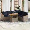 Image de Vidaxl Salon De Jardin Avec Coussins 7 Pcs Gris RÃ©sine TressÃ©e