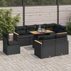 Image de Vidaxl Salon De Jardin Avec Coussins 9 Pcs Noir RÃ©sine TressÃ©e Acacia