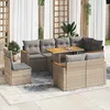 Image de Vidaxl Salon De Jardin Avec Coussins 9 Pcs Beige RÃ©sine TressÃ©e Acacia