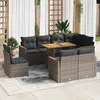 Image de Vidaxl Salon De Jardin Avec Coussins 9 Pcs Gris RÃ©sine TressÃ©e Acacia