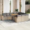 Image de Vidaxl Salon De Jardin 11pcs Avec Coussins Beige RÃ©sine TressÃ©e Acacia