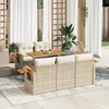 Image de Vidaxl Salon De Jardin 6 Pcs Avec Coussins Beige RÃ©sine TressÃ©e Acacia