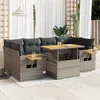 Image de Vidaxl Salon De Jardin Avec Coussins 7 Pcs Gris RÃ©sine TressÃ©e Acacia