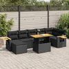 Image de Vidaxl Salon De Jardin Avec Coussins 8 Pcs Noir RÃ©sine TressÃ©e Acacia