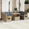 Image de Vidaxl Salon De Jardin Avec Coussins 10pcs Beige RÃ©sine TressÃ©e Acacia