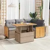 Image de vidaXL Salon de jardin avec coussins 5 pcs beige résine tressée acacia