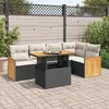 Image de Vidaxl Salon De Jardin 6 Pcs Avec Coussins Noir RÃ©sine TressÃ©e Acacia