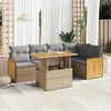 Image de Vidaxl Salon De Jardin 6 Pcs Avec Coussins Beige RÃ©sine TressÃ©e Acacia