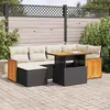 Image de Vidaxl Salon De Jardin Avec Coussins 7 Pcs Noir RÃ©sine TressÃ©e Acacia