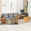 Image de Vidaxl Salon De Jardin Avec Coussins 7 Pcs Beige RÃ©sine TressÃ©e Acacia