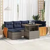 Image de Vidaxl Salon De Jardin Avec Coussins 7 Pcs Noir RÃ©sine TressÃ©e Acacia