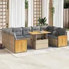 Image de Vidaxl Salon De Jardin Avec Coussins 10pcs Beige RÃ©sine TressÃ©e Acacia