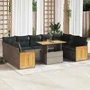 Image de Vidaxl Salon De Jardin Avec Coussins 10 Pcs Gris RÃ©sine TressÃ©e Acacia