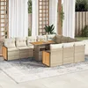 Image de Vidaxl Salon De Jardin 11pcs Avec Coussins Beige RÃ©sine TressÃ©e Acacia