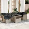 Image de vidaXL Salon de jardin 8 pcs avec coussins gris clair résine tressée3327792