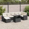 Image de Vidaxl Salon De Jardin 8 Pcs Avec Coussins Noir RÃ©sine TressÃ©e