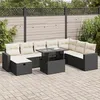Image de Vidaxl Salon De Jardin 9 Pcs Avec Coussins Noir RÃ©sine TressÃ©e