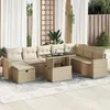 Image de vidaXL Vidaxl Salon De Jardin Avec Coussins 9 Pcs Beige Résine Tressée