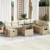 Image de vidaXL Vidaxl Salon De Jardin Avec Coussins 9 Pcs Beige Résine Tressée
