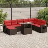 Image de vidaXL Vidaxl Salon De Jardin Avec Coussins 9 Pcs Noir Résine Tressée Acacia