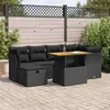 Image de vidaXL Salon de jardin avec coussins 7 pcs noir résine tressée acacia3327972