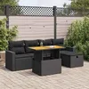 Image de vidaXL Salon de jardin 6 pcs avec coussins noir résine tressée acacia3327993