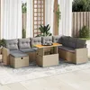 Image de Vidaxl Salon De Jardin Avec Coussins 9 Pcs Beige RÃ©sine TressÃ©e Acacia