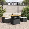 Image de vidaXL Salon de jardin 6 pcs avec coussins noir résine tressée3328106