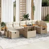 Image de Vidaxl Salon De Jardin Avec Coussins 5 Pcs Beige RÃ©sine TressÃ©e