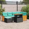 Image de Vidaxl Salon De Jardin Avec Coussins 7pcs Marron RÃ©sine TressÃ©e Acacia