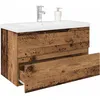 Image de Vidaxl Meuble Lavabo Avec Bassin Et Robinet Intégrés Vieux Bois