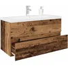 Image de Vidaxl Meuble Lavabo Avec Bassin Et Robinet Intégrés Vieux Bois