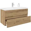 Image de vidaXL Meuble lavabo avec bassin et robinet intÃ©grÃ©s chÃªne artisanal