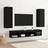 Image de vidaXL Meubles Tv Muraux Vidaxl 2 Pièces En Chêne Noir 30,5x30x90 Cm En Bois D'ingénierie