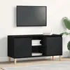 Image de Meuble TV vidaXL avec pieds en bois Noir ChÃªne 102x35x50 cm