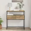 Image de Table Console vidaXL en ChÃªne Artisanal 75x40x75 cm Bois d'IngÃ©nierie et Acier
