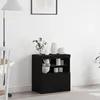 Image de Buffet vidaXL avec lumiÃ¨res LED ChÃªne noir 60x37x67 cm