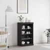Image de Buffet vidaXL avec lumiÃ¨res LED ChÃªne Noir 60,5x37x100 cm