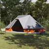 Image de vidaXL Vidaxl Tente Familiale Tipi - Gris Et Orange, 10 Personnes, Étanche