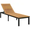 Image de vidaXL Vidaxl Chaise Longue Noire 200x55x35 Cm En Bois D'acacia Massif