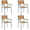 Image de vidaXL Vidaxl Ensemble De 4 Chaises De Jardin En Gris Bois Acacia Et Acier