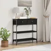 Image de Table Console vidaXL Noir ChÃªne 72,5x25x75 cm Bois d'ingÃ©nierie & Acier