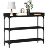Image de vidaXL Table Console Vidaxl Noire En Chêne 100x30x80 Cm En Bois D'ingénierie Et Acier