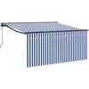 Image de vidaXL vidaXL Auvent Rétractable Rayures bleues et blanches Large
