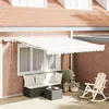Image de Vidaxl Auvent RÃ©tractable Manuel Avec Led Blanc 300x250 Cm, Tissu De Remplacement Pour Auvent Vidaxl Pour Cadre 3x2.5 M Blanc